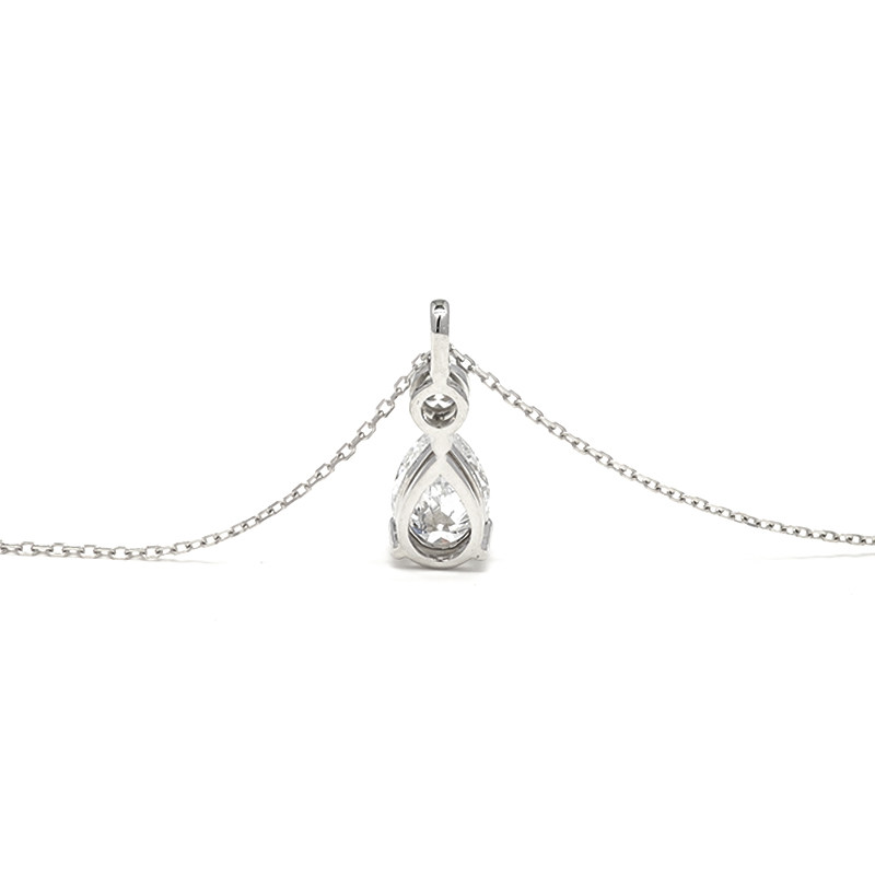3 Prong Pear Cut Main Stone Drop Pendant open bottom setting