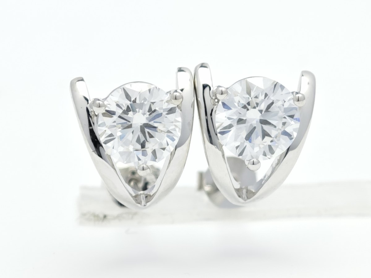 Pear Shape Three-Prong Lab Grown Diamond Sculptural Frame Huggie Earrings