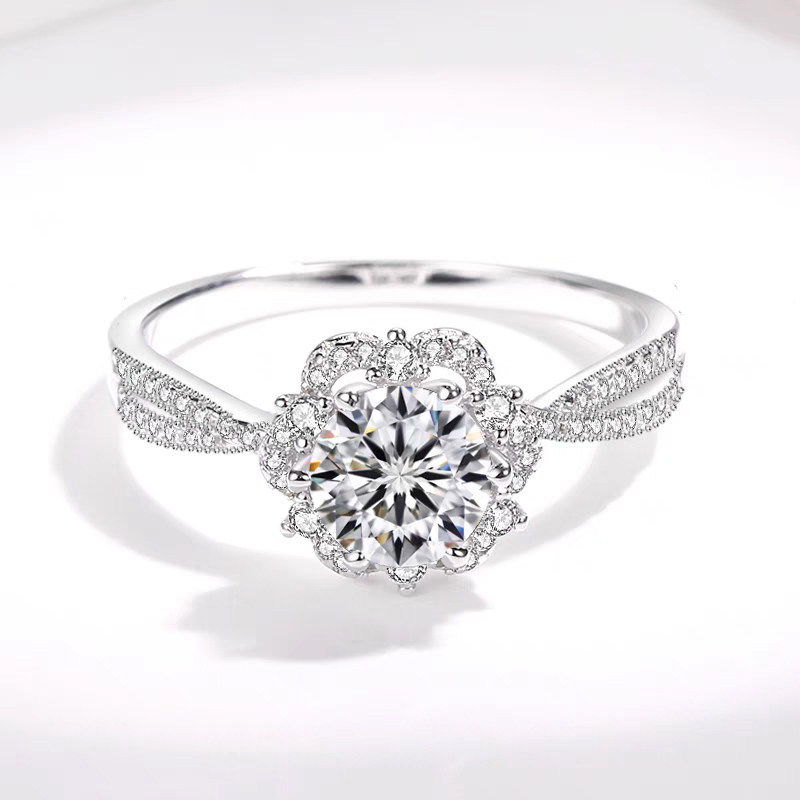 Petal-Inspired Six-Prong Set Lab-Grown Diamond Ring