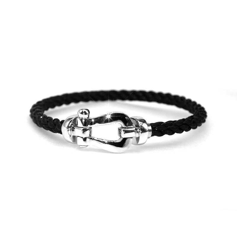 Polished Shackle Clasp Minimalist Braided Cord Casual Unisex Bracelet