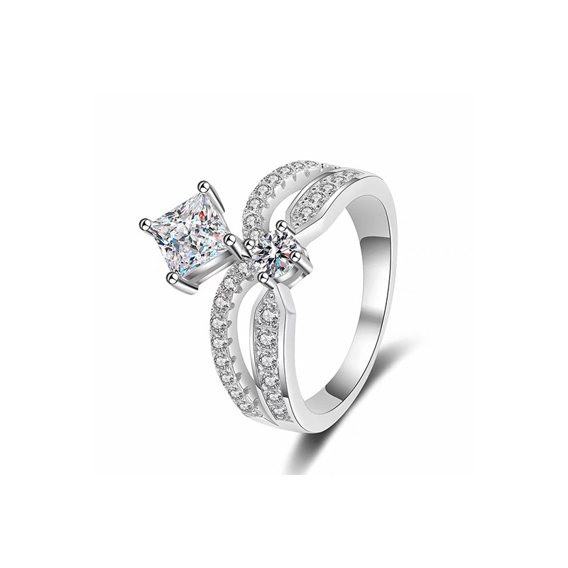 Crown Shaped Lab Cultured Diamond Ring With Half Pave Split Shank Band side view