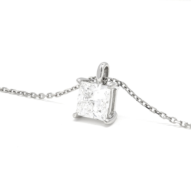 Classic 4 Prong Princess Cut Ethical Lab Diamond Pendant Necklace