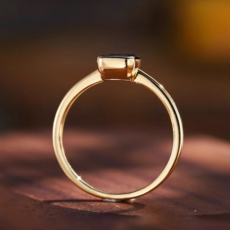 Princess Cut Solitaire Square Bezel Lab Diamond Engagement Ring With Slim Plain Band side view