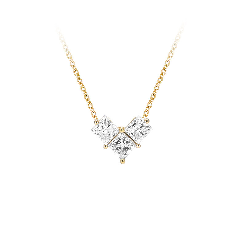 Princess-Cut Heart-Inspired Diamond Necklace