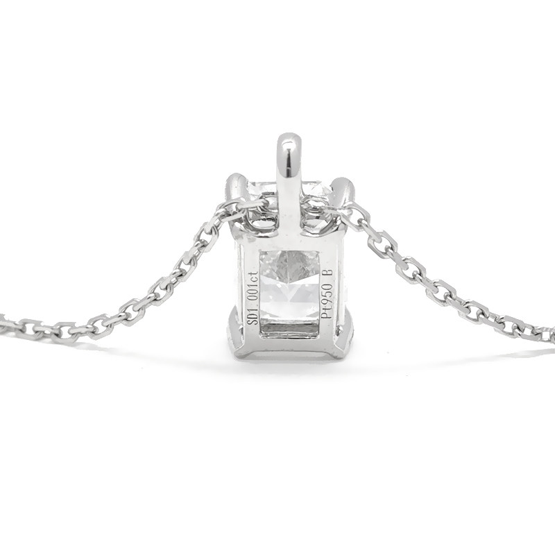 Brilliant Solitaire Radiant Cut Double Layer Open Gallery Diamond Necklace open bottom