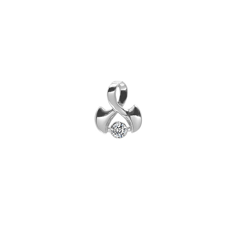 Ribbon Wrap Round Lab Grown Diamond Solitaire Mini Pendant Charm