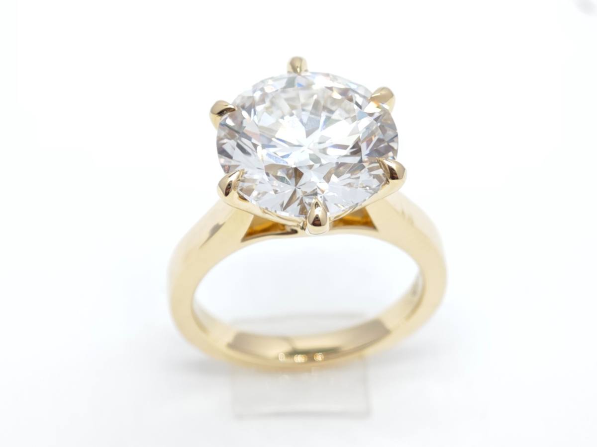 Round Brilliant 6-Prong Solitaire Man Made Diamond Classic Engagement Ring