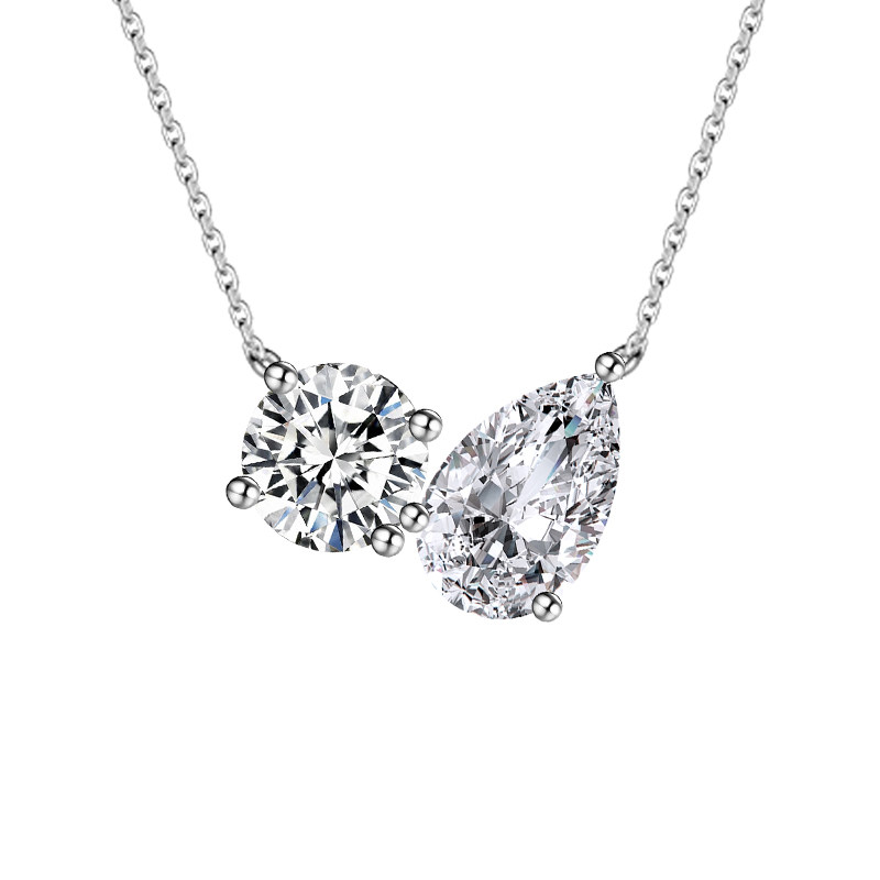 Round & Pear Shaped 2 Stone You & Me Ethical Lab Diamond Necklace