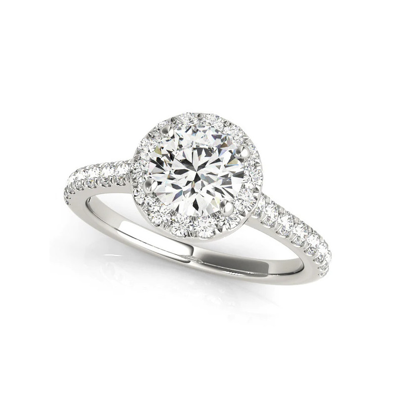 4 Hidden Prong Round Main Stone Halo Lab Diamond Engagement Ring