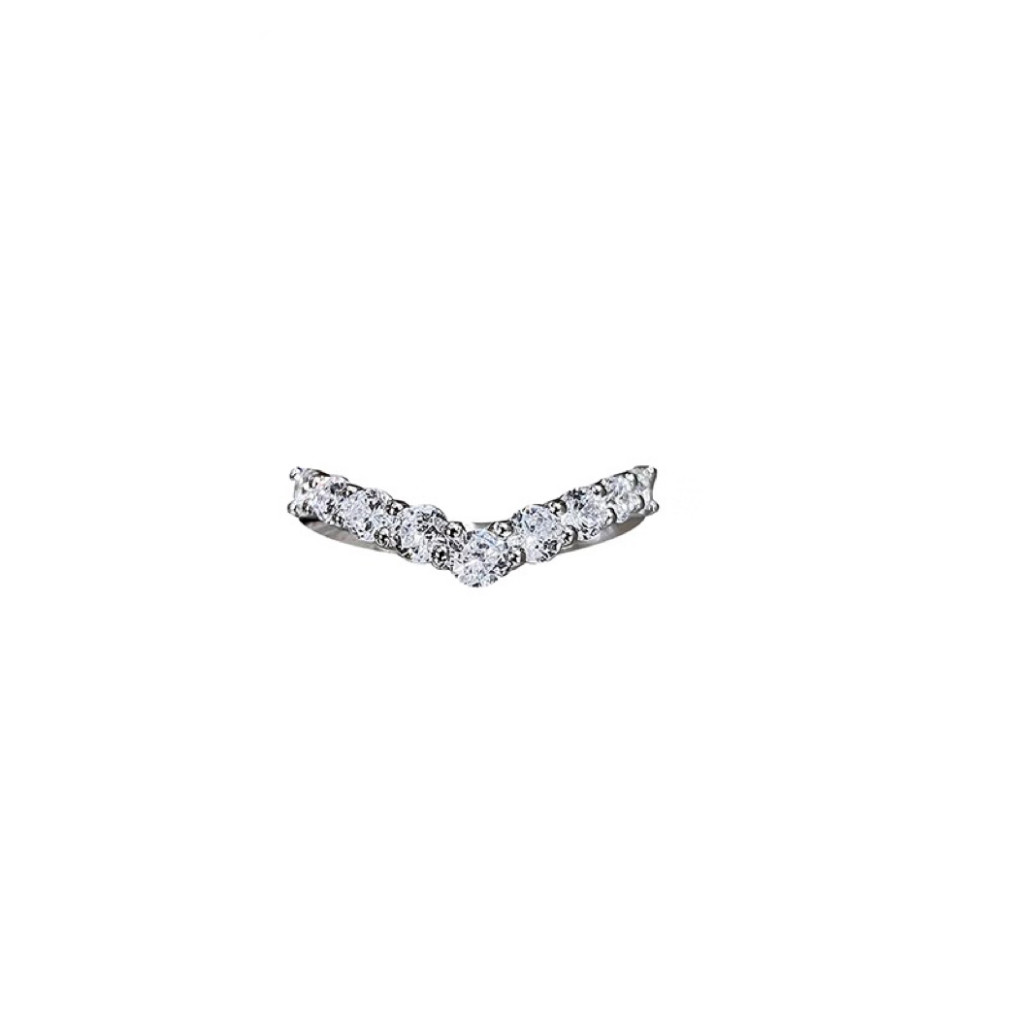 Curved V-Shaped Eternity Half Pave Anniversary Lab Grown Diamond Ring