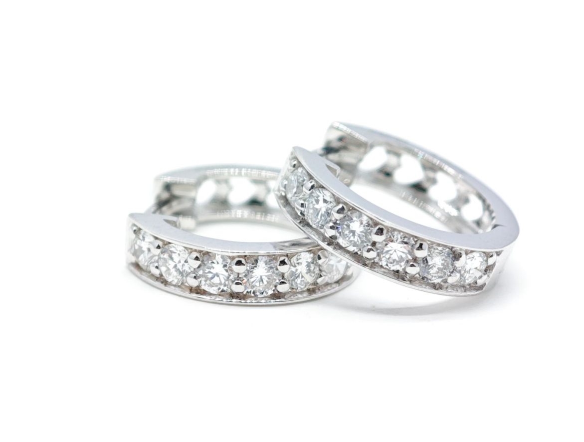 Single Row Pavé Synthetic Diamond Hollow Back Huggie Hoop Earrings