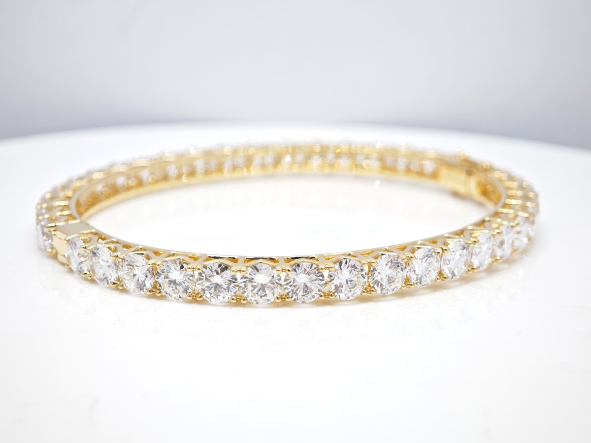 Single Row Prong Set Round Lab Cultured Diamond Glamorous Tennis Bangle Bracelet