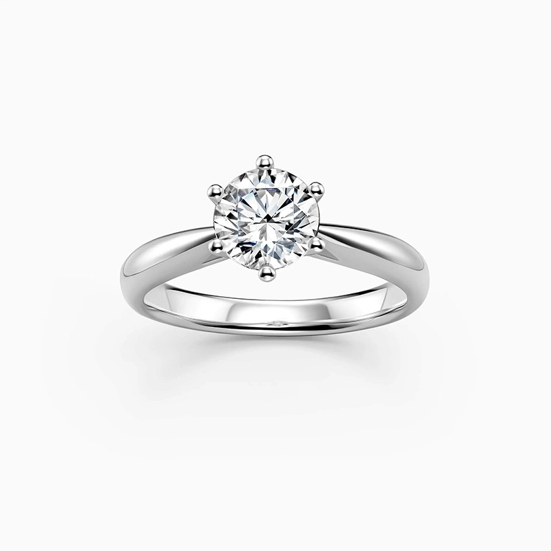 Solitaire Round Cut Six Prongs Man Made Diamond Engagement Ring