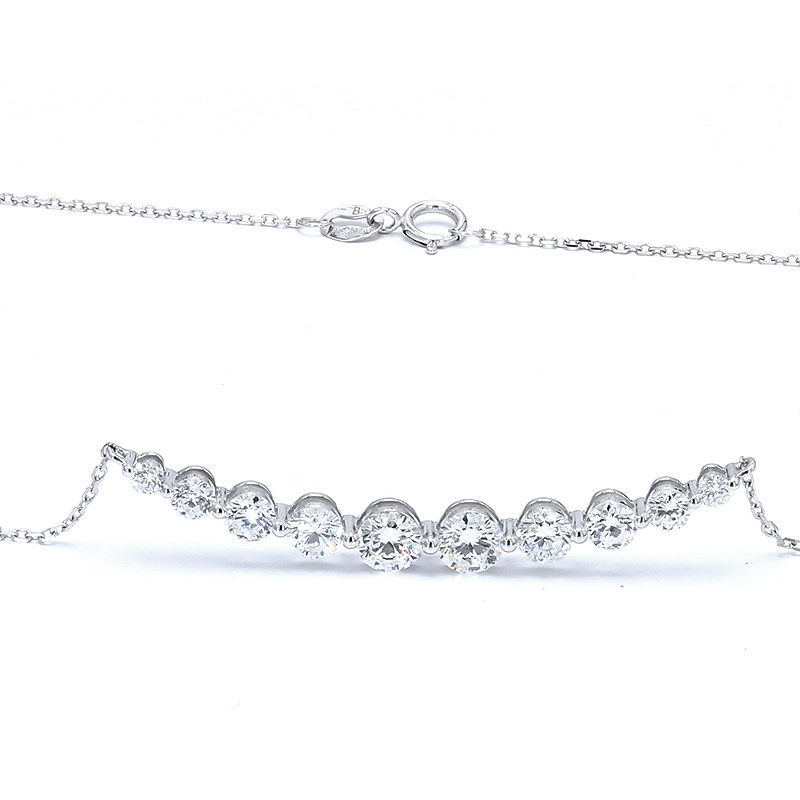 10 Stone Graduated Symmetric Smile Bar Ethical Lab Diamond Necklace