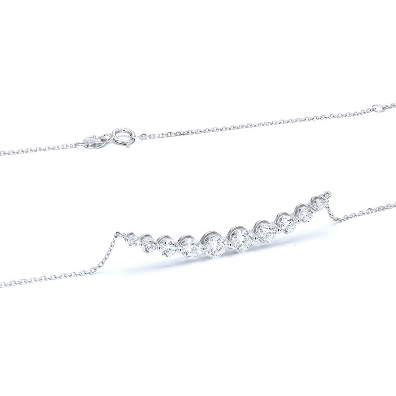10 Stone Graduated Symmetric Smile Bar Ethical Lab Diamond Necklace side view