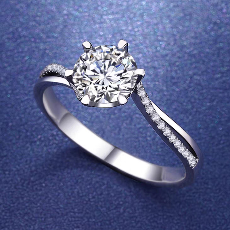 Solitaire 6 Prong Brilliant Round Cut Diamond Ring With Intertwined Shank details
