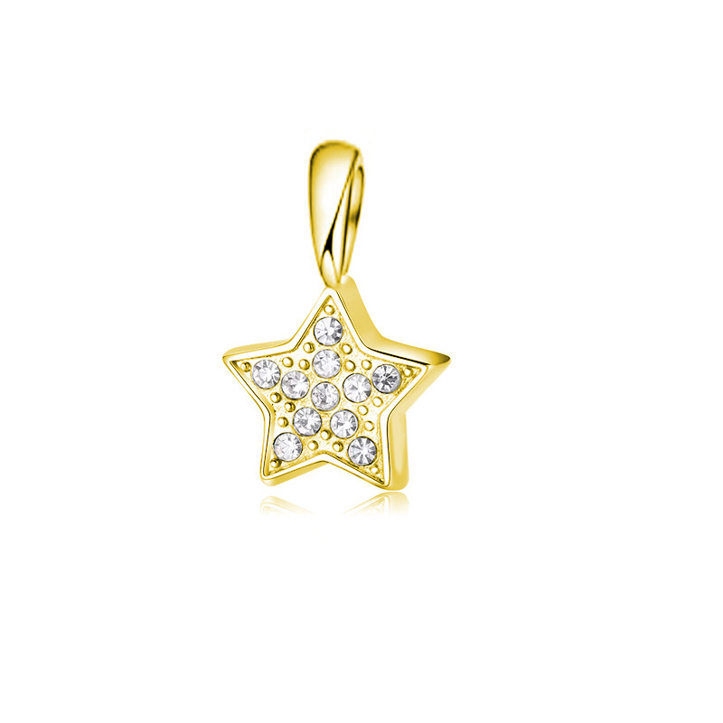 yellow gold 5 Pointed Star Motif 11 Flush Setting Accents Ethical Lab Diamond Pendant