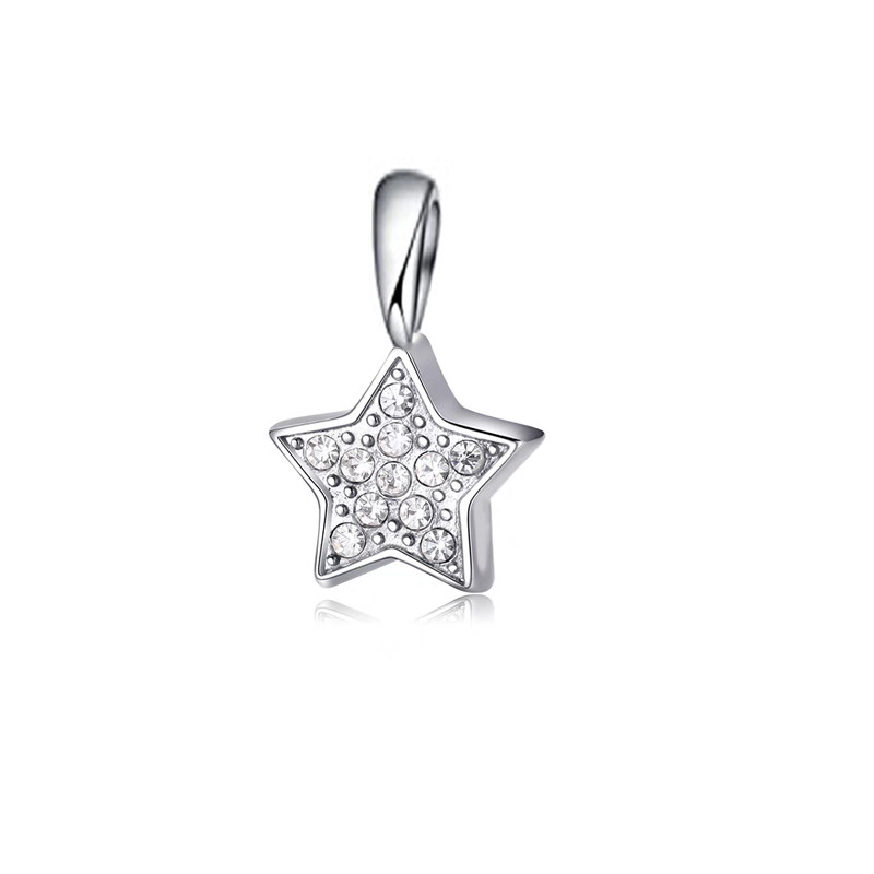 5 Pointed Star Motif 11 Flush Setting Accents Ethical Lab Diamond Pendant in white gold