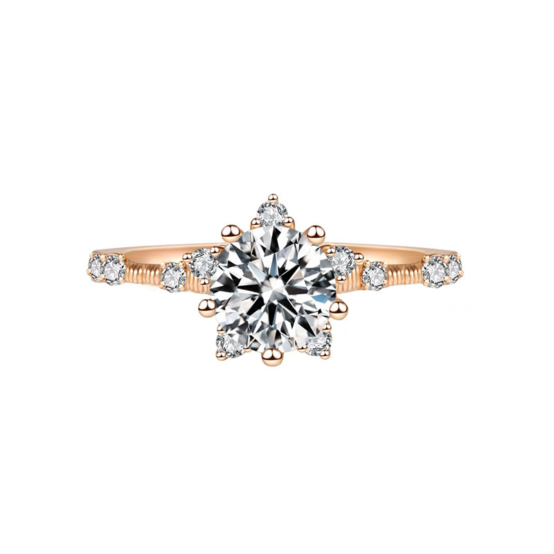 Snowflake Cultivated Diamond Ring With Twisted Rope & Accents Shank