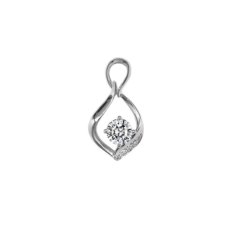 Teardrop Frame Pavé Synthetic Diamond Round Solitaire Pendant Charm