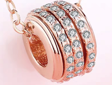 Triple Row Pavé Lab Grown Diamond Barrel Spacer Charm Pendant