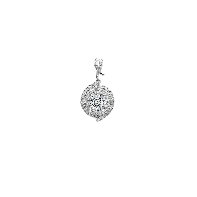 Twisted Halo Pavé Lab Cultured Diamond Round Solitaire Pendant Charm