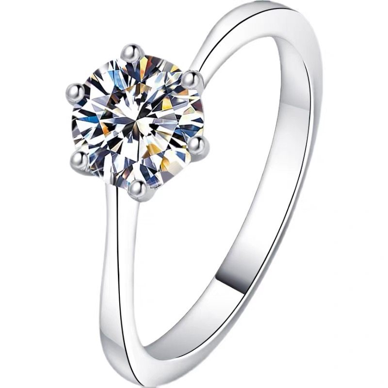 6 Prong Round Cut Solitaire Diamond Ring With Symmetrical Bypass Tapered Shank