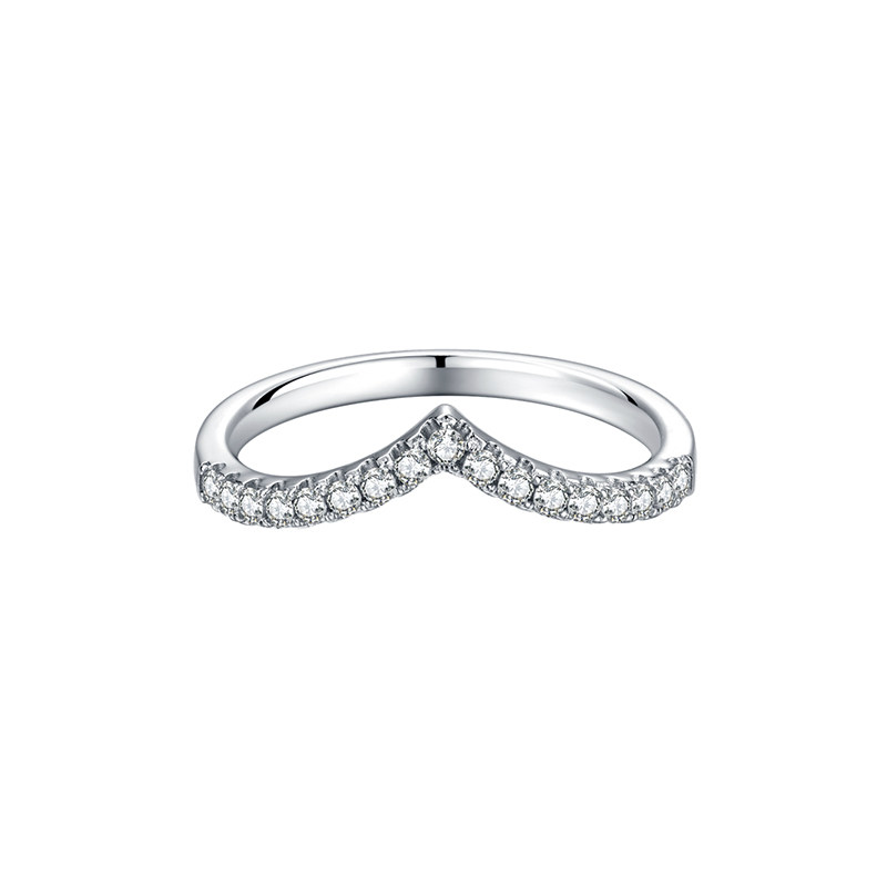 Eternity V-Shaped Single Row Half Pave Lab Grown Diamond Wedding Ring