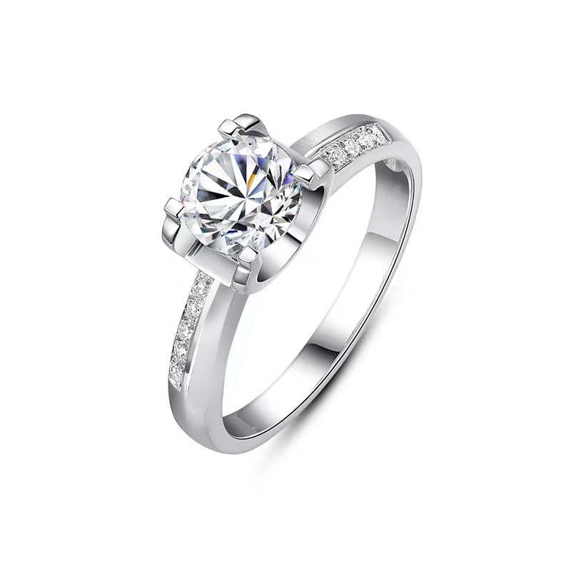 Eternity Bullhead Cultivated Diamond Ring With Asymmetrical Channel Pave Shoulder Shank white background img