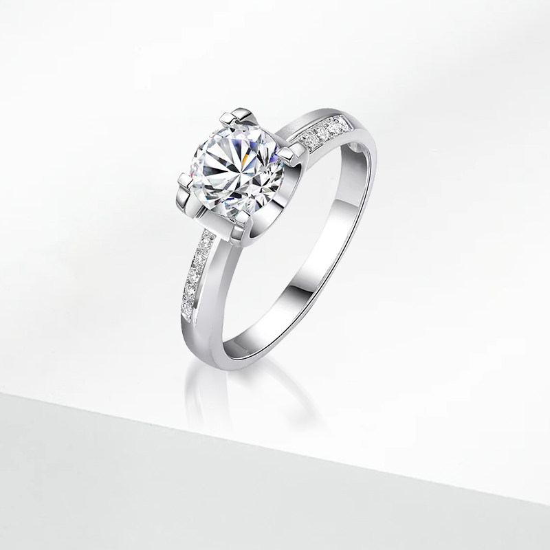 Eternity Bullhead Cultivated Diamond Ring With Asymmetrical Channel Pave Shoulder Shank detail view