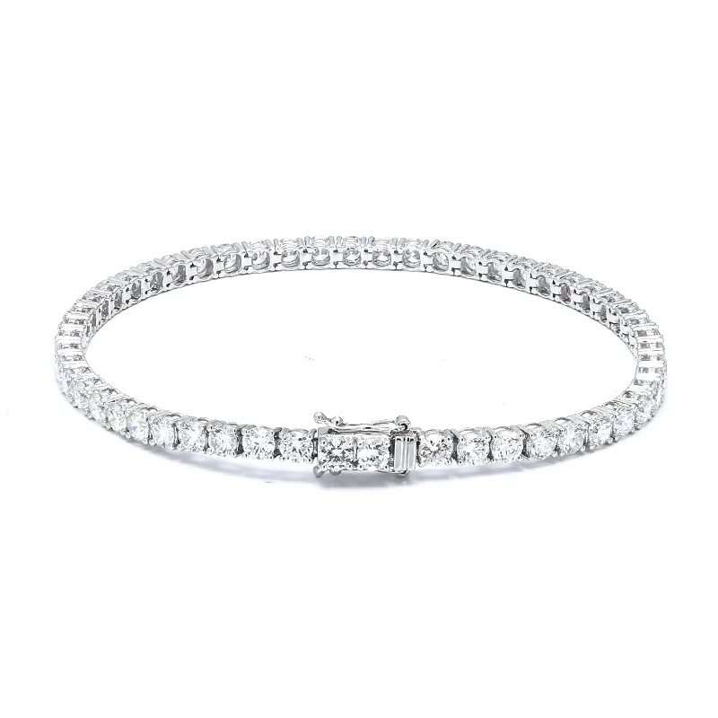 Round Four Prong Lab Grown Diamond Tennis Bracelet In 18K White Gold — lab grown diamond bracelet