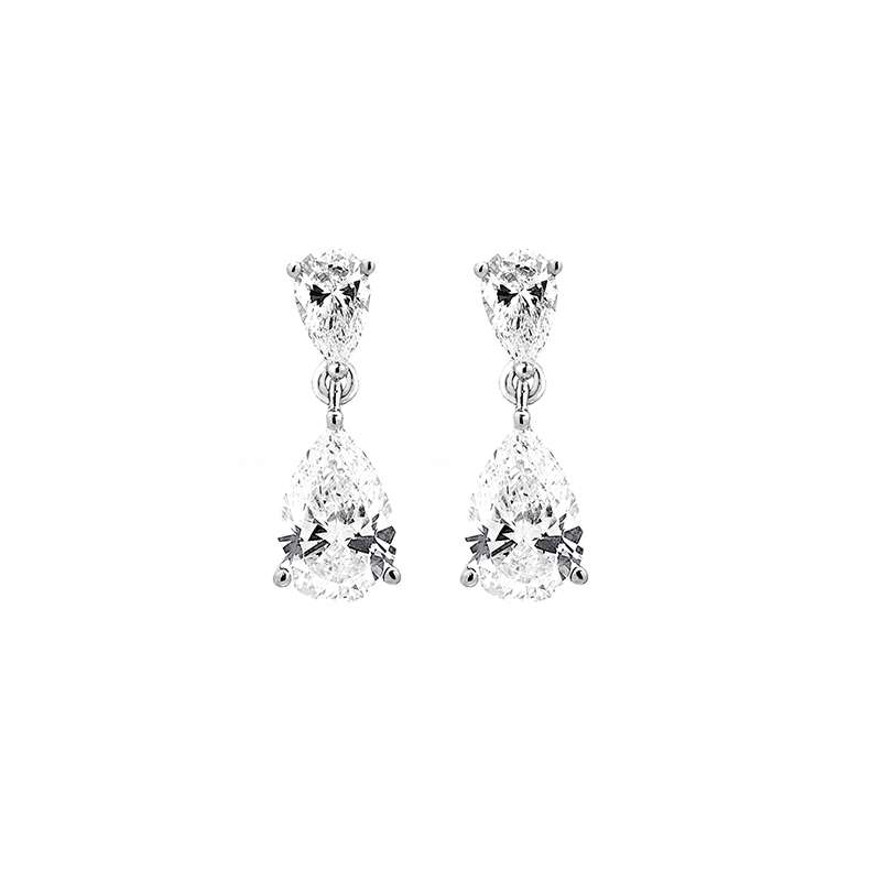 Pear Cut Lab Grown Diamond Drop Earrings With Pear Studs In Platinum — lab grown diamond earrings