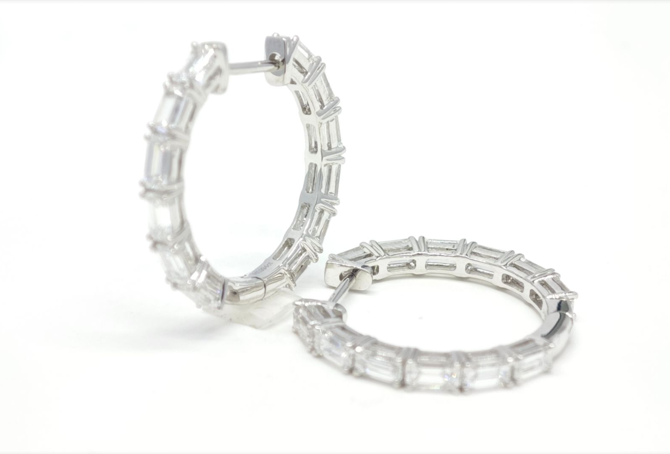 Emerald Cut Lab Grown Diamond Inside Out Hoop Earrings 1.094ct — lab grown diamond earrings
