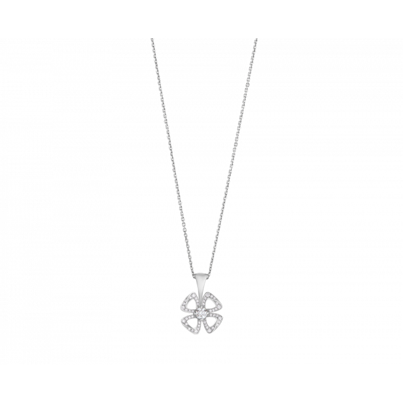 Round Lab Grown Diamond Flower Pendant Necklace With Pave Petals — lab grown diamond necklace