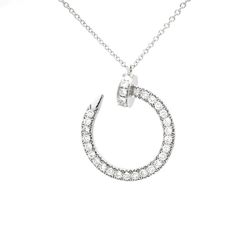 Pave Set Round Lab Grown Diamond Nail Pendant Necklace In Platinum — lab grown diamond necklace