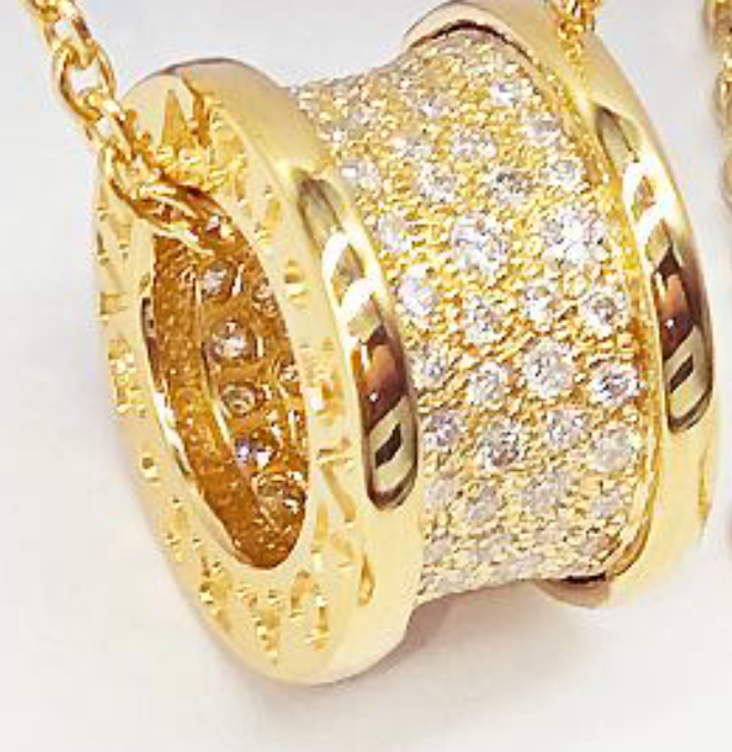 Round Pavé Lab Grown Diamond Barrel Pendant In 18K Yellow Gold — lab grown diamond pendant