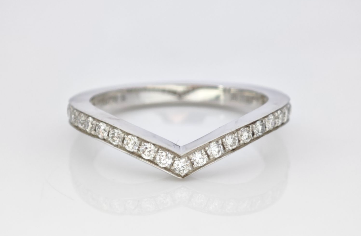 Round Channel Set Lab Grown Diamond V Shaped Wishbone Ring — lab grown diamond ring