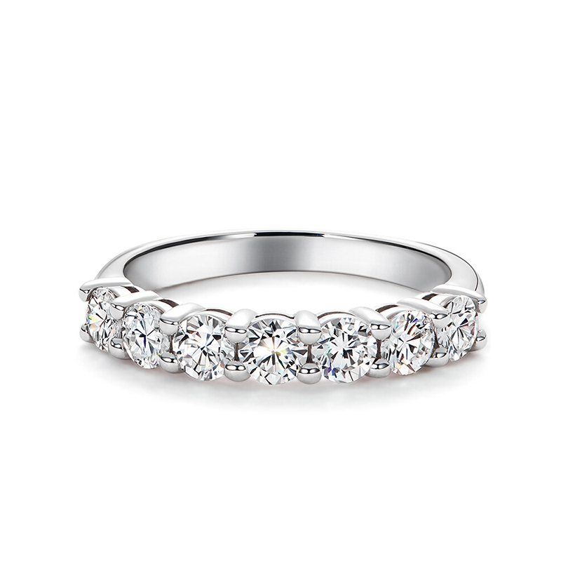 Round Shared Prong Seven Stone Lab Grown Diamond Wedding Band — lab grown diamond ring