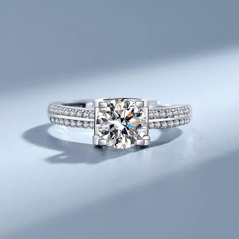 2.23ct Round Solitaire Lab Grown Diamond Ring With Pavé Band — lab grown diamond ring