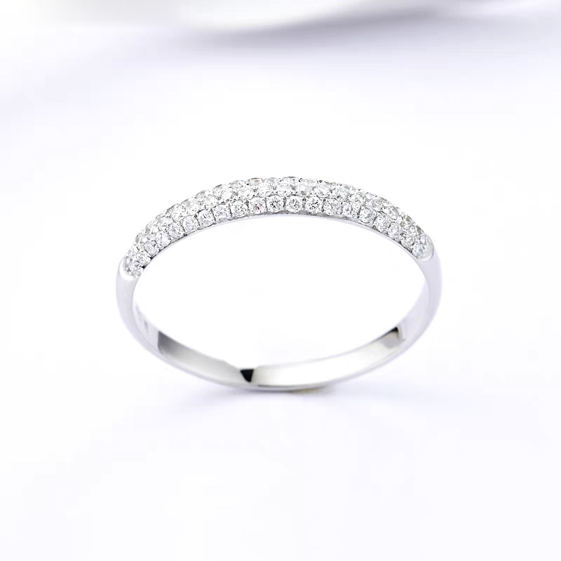 Two Row Pave Lab Grown Diamond Half Eternity Wedding Band — lab grown diamond ring