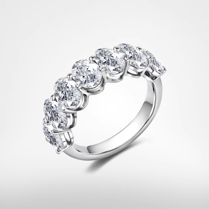 Seven Stone Oval Lab Grown Diamond Half Eternity Anniversary Ring — lab grown diamond ring