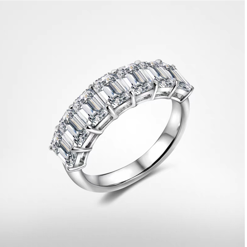 Emerald Cut Seven Stone Lab Grown Diamond Half Eternity Ring — lab grown diamond ring