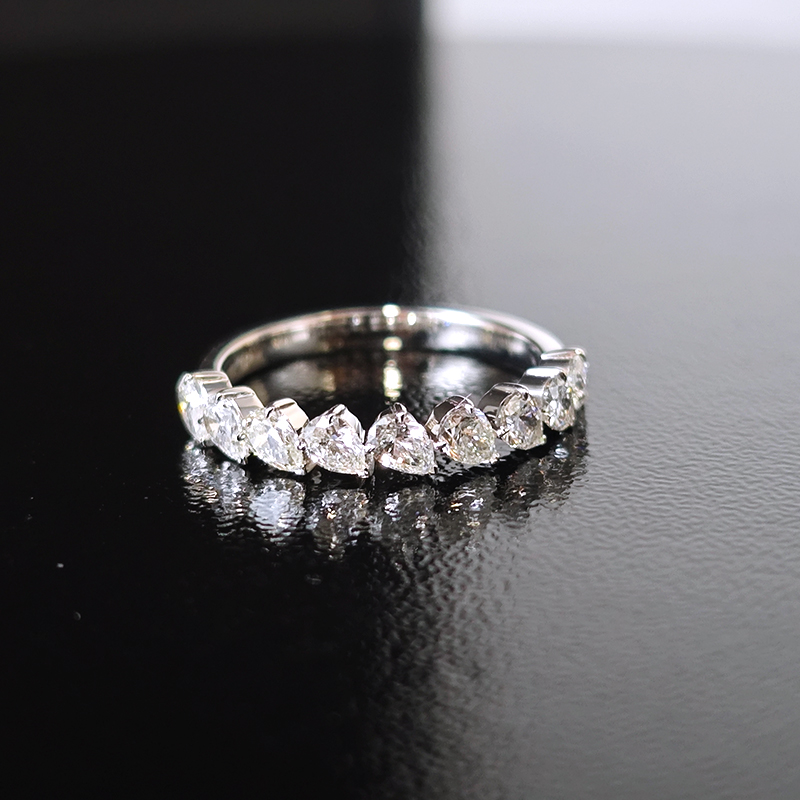 Heart Shaped Lab Grown Diamond Half Eternity Ring In 18K White Gold — lab grown diamond ring