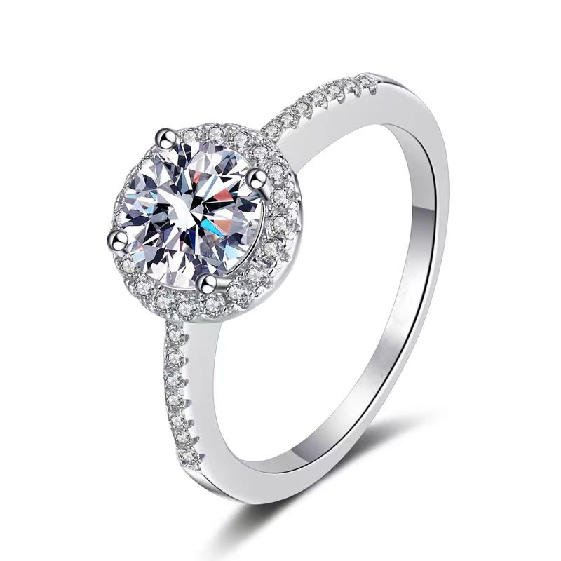 Round Halo Lab Grown Diamond Engagement Ring With Pavé Shoulders — lab grown diamond ring